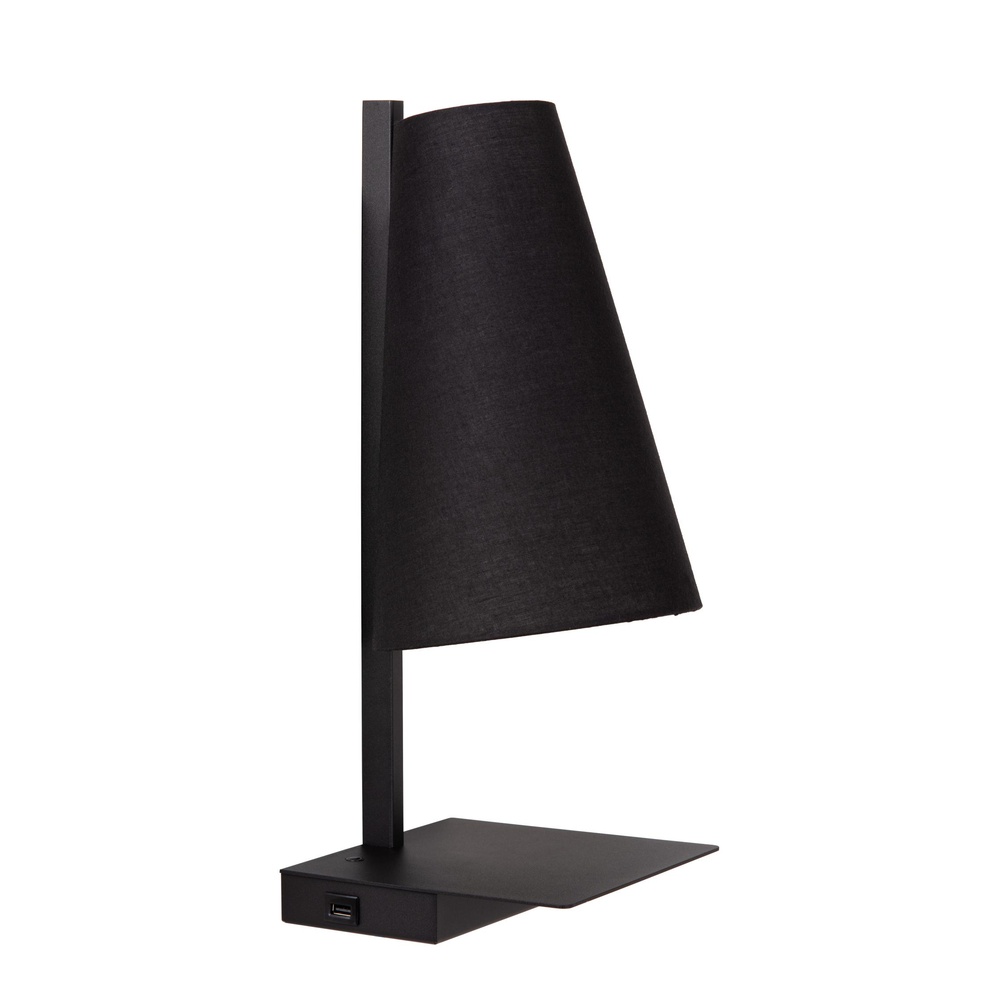 Lucide Design bedlampjeGregory zwart met USB oplaadpunt - 30295/01/30